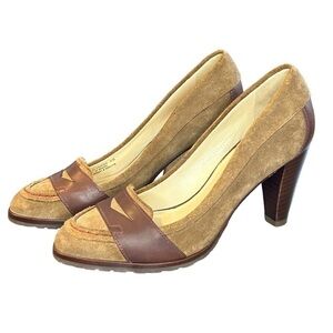 Cole Haan NWOT Women's Suede/Leather Tan/Brown 3” Heeled Loafers Size-6